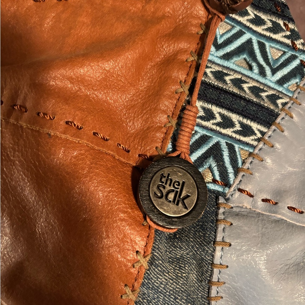 Brown And Blue Patchwork Tote Bag - image 4